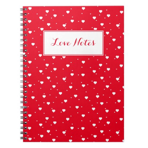 White  Red Hearts Notebook