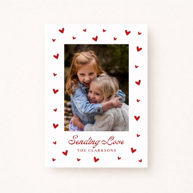 White Red Hearts One Photo Valentines Day Card (Creator Uploaded)