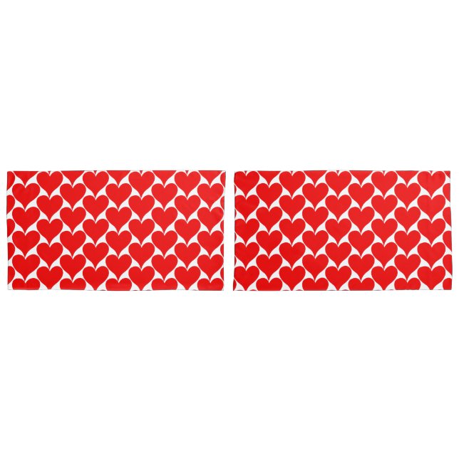 White Red Hearts Pattern Pillow Case (Front-Set)