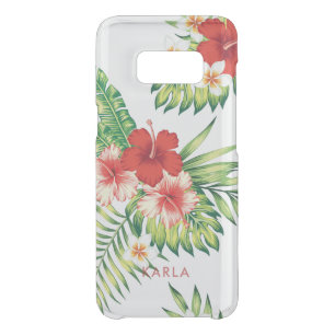 White & Red Hibiscus Tropical Pattern Uncommon Samsung Galaxy S8 Case