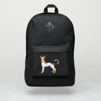 White &amp; Red Ibizan Hound Smooth Coat Cartoon Dog Port Authority® Backpack