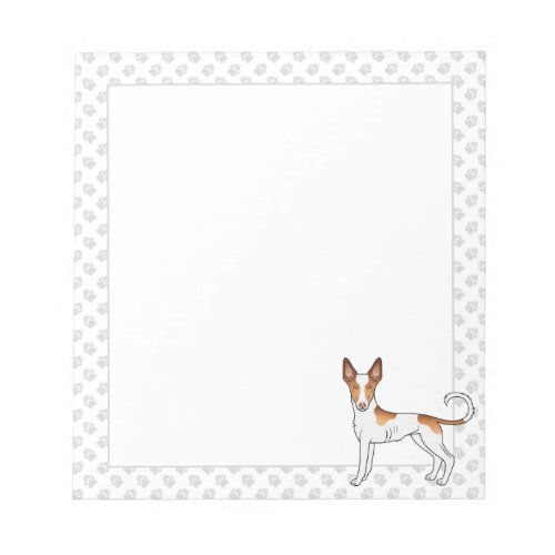 White  Red Ibizan Hound Smooth Coat Dog And Paws Notepad