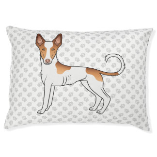 White &amp; Red Ibizan Hound Smooth Coat Dog And Paws Pet Bed