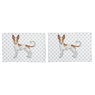 White & Red Ibizan Hound Smooth Coat Dog And Paws Pillow Case