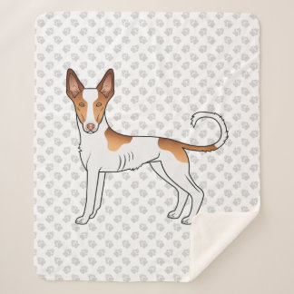 White &amp; Red Ibizan Hound Smooth Coat Dog And Paws Sherpa Blanket