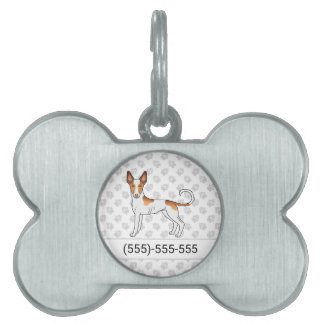 White &amp; Red Ibizan Hound Smooth Coat Dog &amp; Number Pet ID Tag