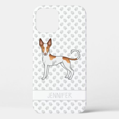 White  Red Ibizan Hound Smooth Coat Dog With Name iPhone 12 Case