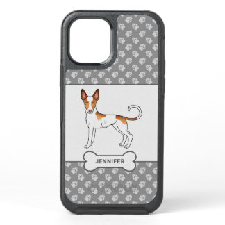 White &amp; Red Ibizan Hound Smooth Coat Dog With Name OtterBox Symmetry iPhone 12 Case
