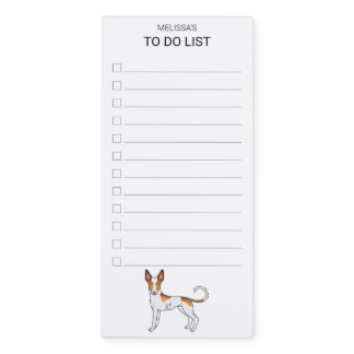 White &amp; Red Ibizan Hound Smooth Coat To Do List Magnetic Notepad