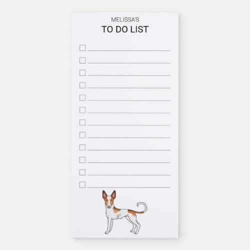 White  Red Ibizan Hound Smooth Coat To Do List Magnetic Notepad