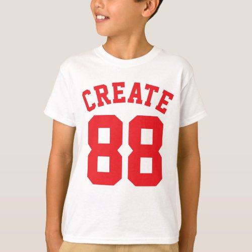 White  Red Kids  Sports Jersey Design T_Shirt