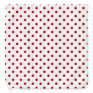 White & Red Large Polka Dot Pattern Christmas Bandana