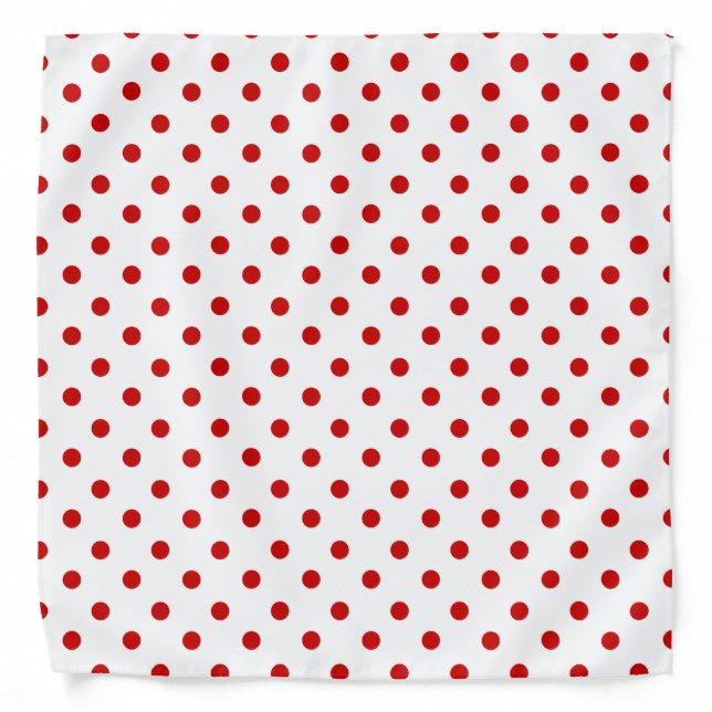 White & Red Large Polka Dot Pattern Christmas Bandana (Front)