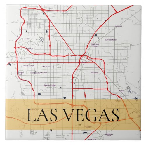 WHITE RED LAS VEGAS NEVADA USA OUTLINE MAP CERAMIC TILE