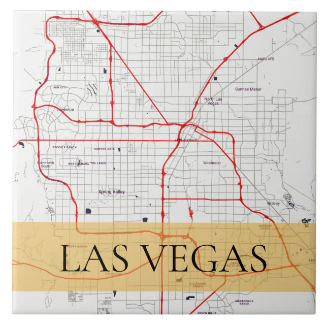 WHITE RED LAS VEGAS NEVADA USA OUTLINE MAP CERAMIC TILE | Zazzle