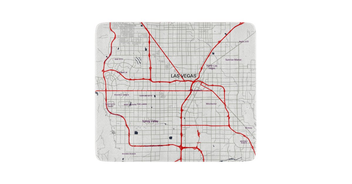 White Red Las Vegas Nevada Usa Outline Map Cutting Board