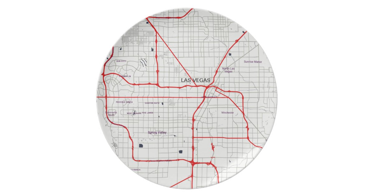 White Red Las Vegas Nevada Usa Outline Map Dinner Plate Zazzle Com