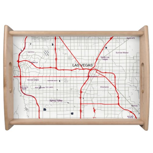WHITE RED LAS VEGAS NEVADA USA OUTLINE MAP SERVING TRAY