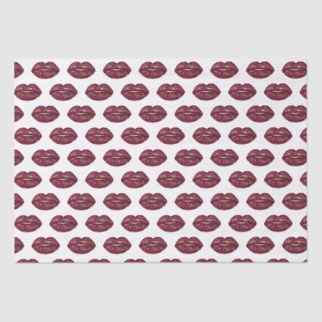 White Red Lips Kisses Tissue Paper (Front)
