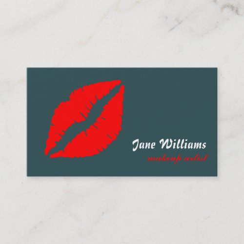 White Red Lips Makeup Artist Business Card