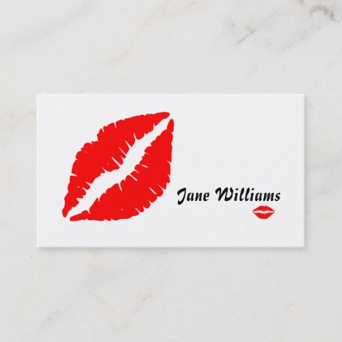 White Red Lips Makeup Artist Business Card