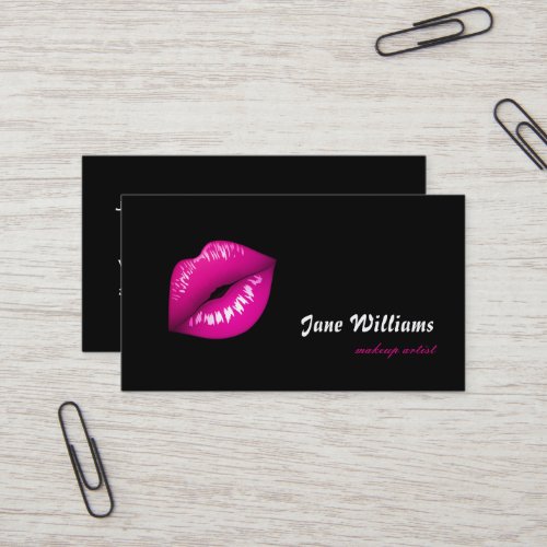 White Red Lips Makeup Artist Business Card