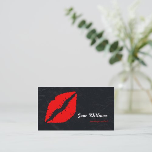 White Red Lips Makeup Artist Business Card