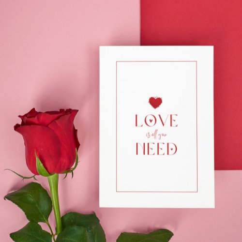White Red Love Is All You Need Romantic Heart Invitation