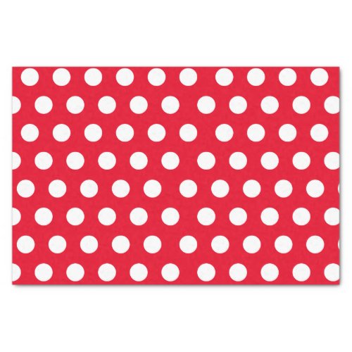 White  Red Medium Polka Dot Christmas Tissue Paper