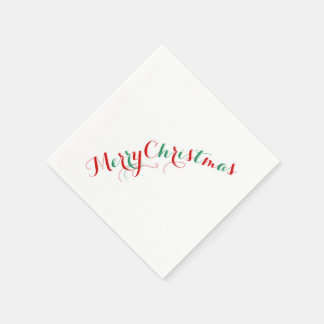 White Red Merry Christmas Paper Napkins