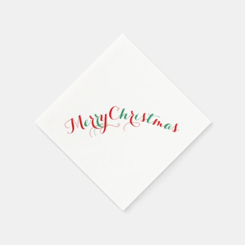 White Red Merry Christmas Paper Napkins