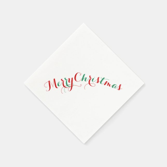 White Red Merry Christmas Paper Napkins (Corner)