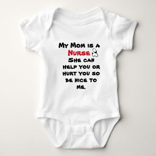 White Red My Mom Is A Nurse Funny Baby Bodysuit