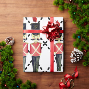 White Red Nutcracker Soldiers Wrapping Paper