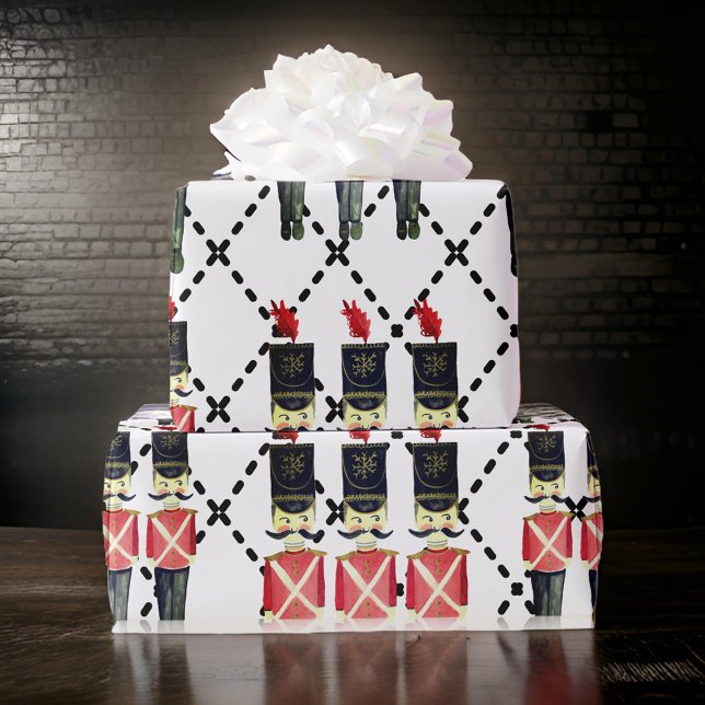 White Red Nutcracker Soldiers Wrapping Paper (Creator Uploaded)