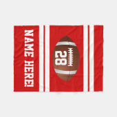 White Red Personalized Name Team Colors Football Fleece Blanket (Front (Horizontal))
