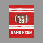 White Red Personalized Name Team Colors Football Fleece Blanket