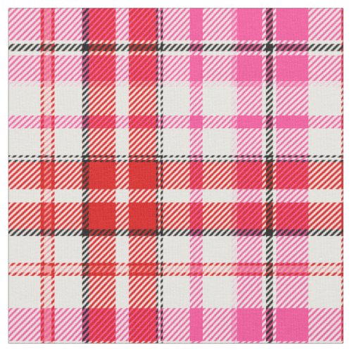 White Red Pink Plaid Tartan Design  Fabric
