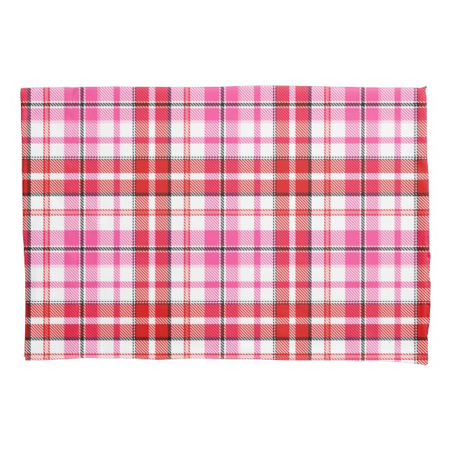 White Red Pink Plaid Tartan Design  Pillow Case (Front)