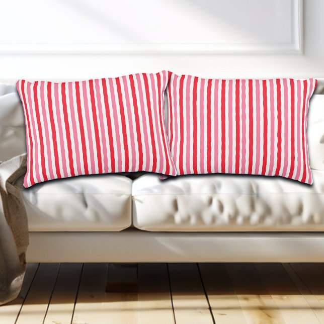 White Red Pink Summer Stripes Accent Pillow (Creator Uploaded)