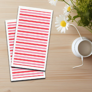 White Red Pink Summer Stripes Paper Guest Towels