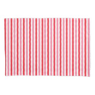 White Red Pink Summer Stripes Pillow Case