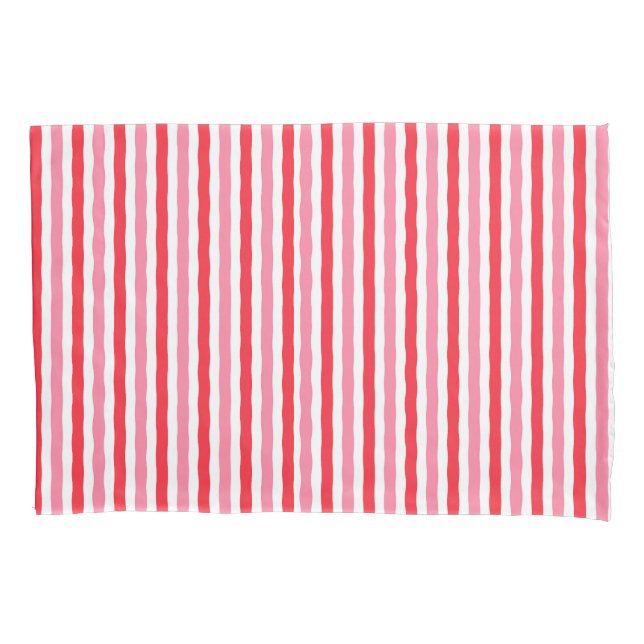 White Red Pink Summer Stripes Pillow Case (Front)