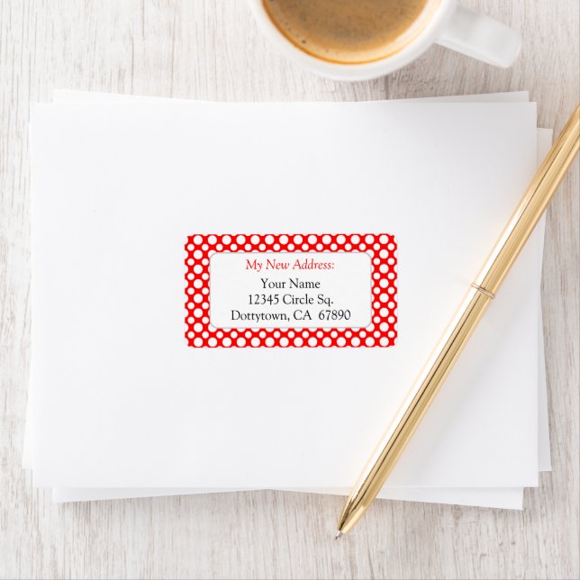 White Red Polka Dots Custom New Address Lables Label (Insitu)