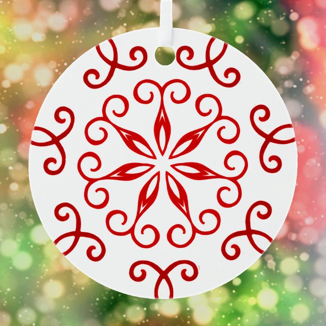 White Red Pretty Decorative Traditional Christmas Metal Ornament (Creator Uploaded)