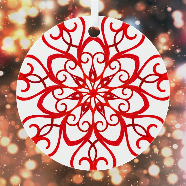White Red Pretty Decorative Traditional Christmas Metal Ornament (Creator Uploaded)