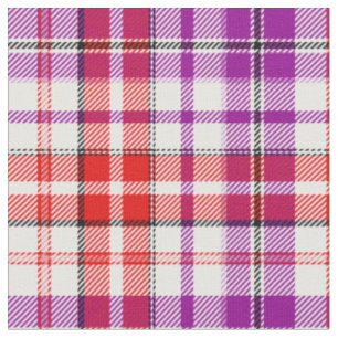 White Red Purple Plaid Tartan Design  Fabric