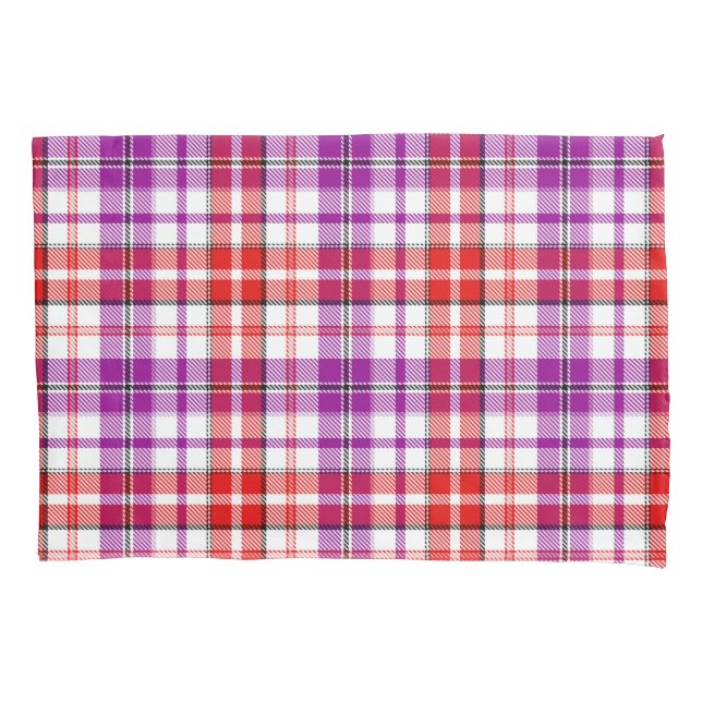 White Red Purple Plaid Tartan Design  Pillow Case (Front)