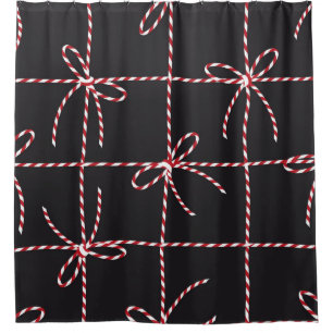 White Red Rope Bow, Twine Color Ribbon and Tied Kn Shower Curtain