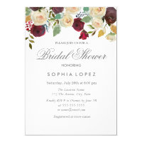 White Red Rose Flowers Bridal Shower invitation